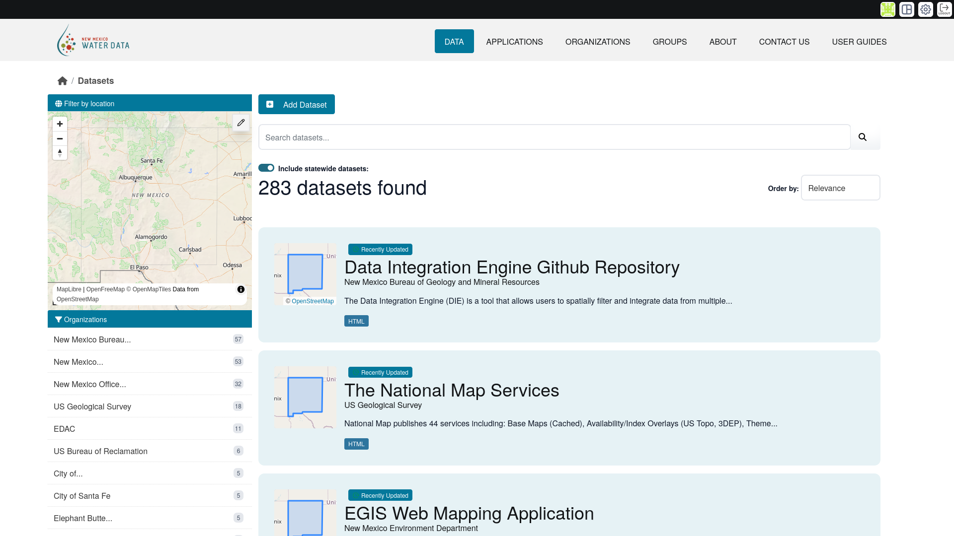 ckanext-gztr datasets page